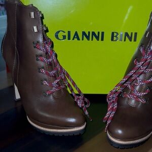 Gianni Bini Dark Brown Lace Up Boots
